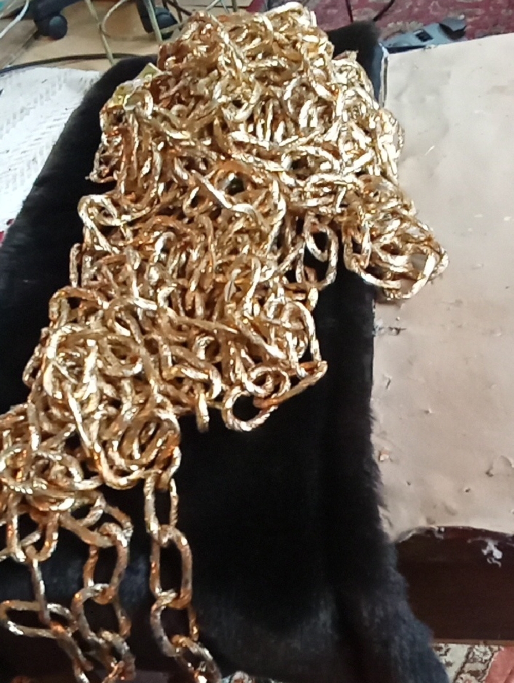 Gold Decorative Fiber Art Chain Accent - Home Art Fiber Arts